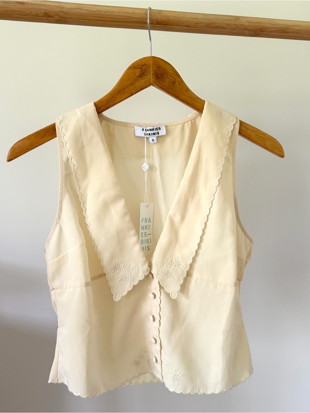 NWT Frankie’s Bikinis Priscilla Collared Top in Macadamia Cream - S - Picture 5 of 8